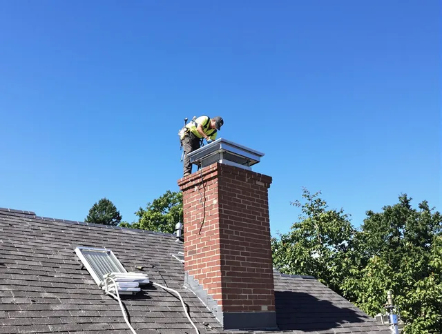 Fort Carson Chimney Sweep technician measuring a chimney cap in Fort Carson, CO