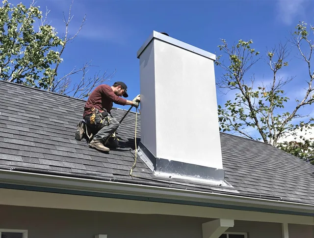 Fort Carson Chimney Sweep team member finishing chimney construction in Fort Carson, CO