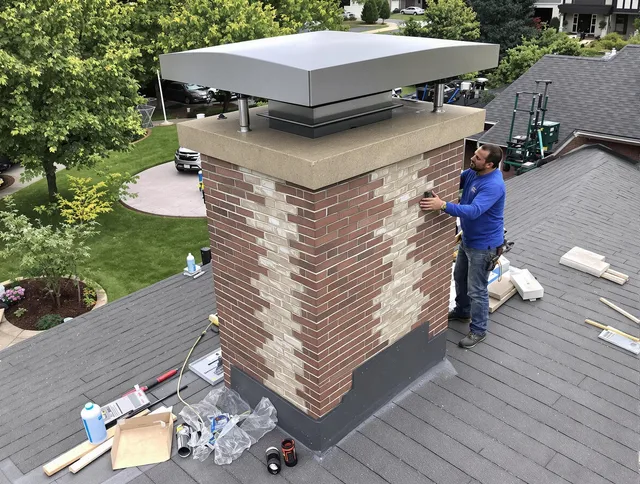 Fort Carson Chimney Sweep team working on a custom chimney remodel in Fort Carson, CO